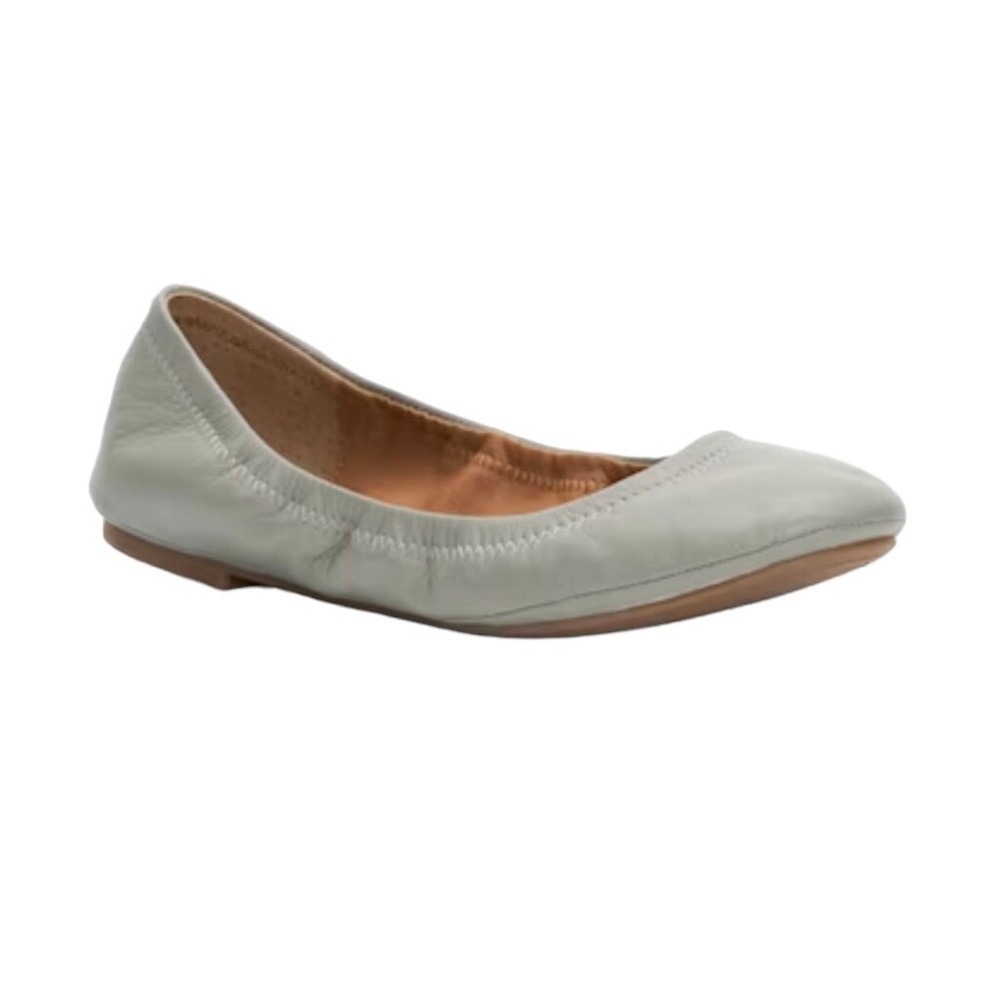 CURATED BY RUA'H KIBRIYA: Size 11 Emmie Gray Leather Round-Toe Ballet Flats